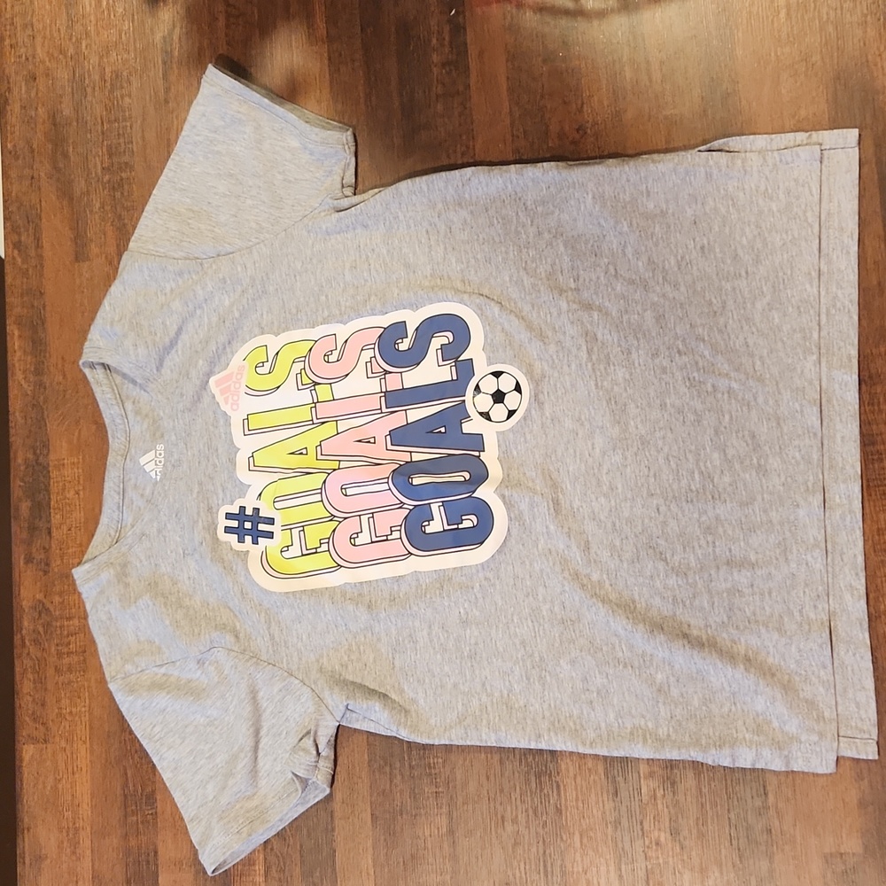 Girls Adidas Soccer T-shirt Goals Medium (10-12)